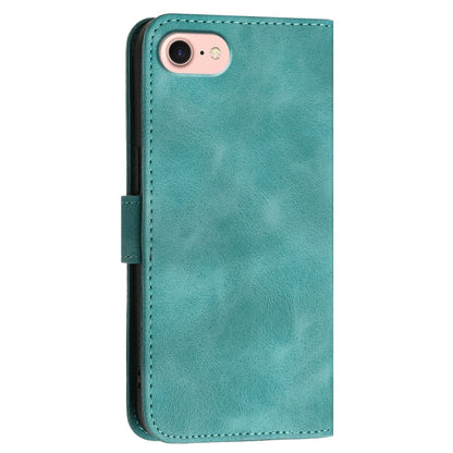 For iPhone 16e YX0080 Grid Butterfly Embossed Pattern Flip Leather Phone Case with Lanyard(Light Blue) by buy2fix