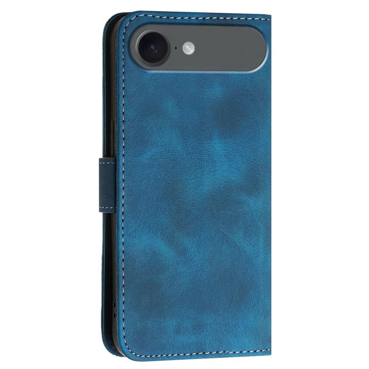 For iPhone 17 Air YX0080 Grid Butterfly Embossed Pattern Flip Leather Phone Case with Lanyard(Dark Blue) - iPhone 17 Air Cases by buy2fix | Online Shopping UK | buy2fix