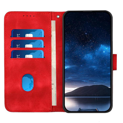 For iPhone 17 Air YX0080 Grid Butterfly Embossed Pattern Flip Leather Phone Case with Lanyard(Red) - iPhone 17 Air Cases by buy2fix | Online Shopping UK | buy2fix