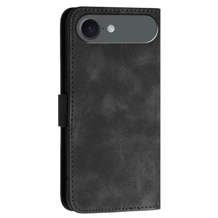For iPhone Air YX0080 Grid Butterfly Embossed Pattern Flip Leather Phone Case with Lanyard(Black) - iPhone Air Cases by buy2fix | Online Shopping UK | buy2fix
