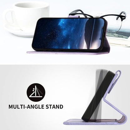 For iPhone 17 Air YX0080 Grid Butterfly Embossed Pattern Flip Leather Phone Case with Lanyard(Light Purple) - iPhone 17 Air Cases by buy2fix | Online Shopping UK | buy2fix