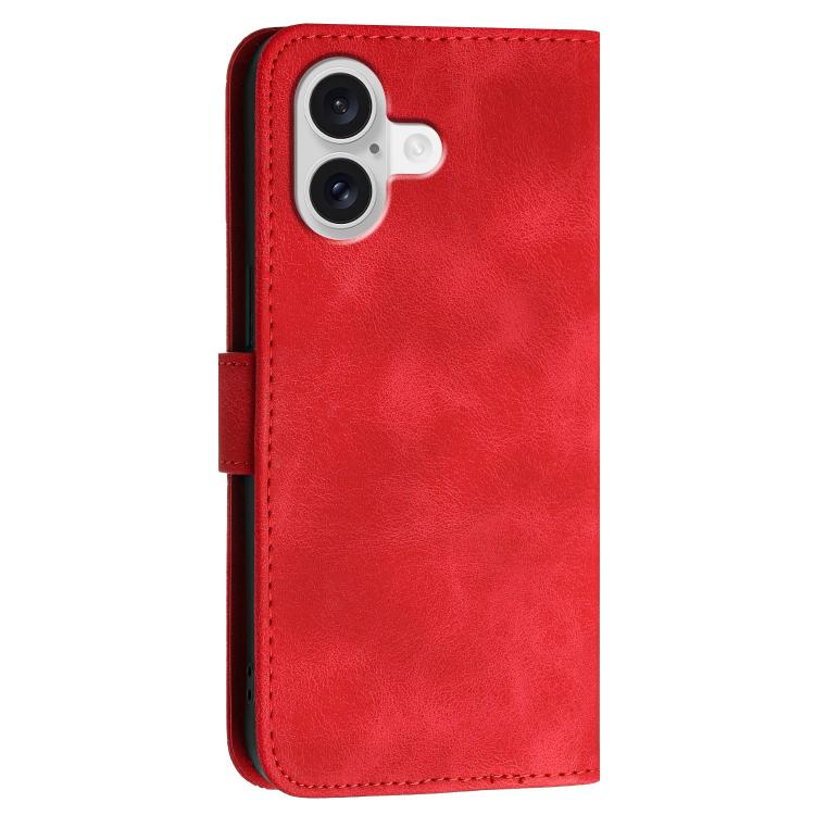 For iPhone 17 YX0080 Grid Butterfly Embossed Pattern Flip Leather Phone Case with Lanyard(Red) - iPhone 17 Cases by buy2fix | Online Shopping UK | buy2fix