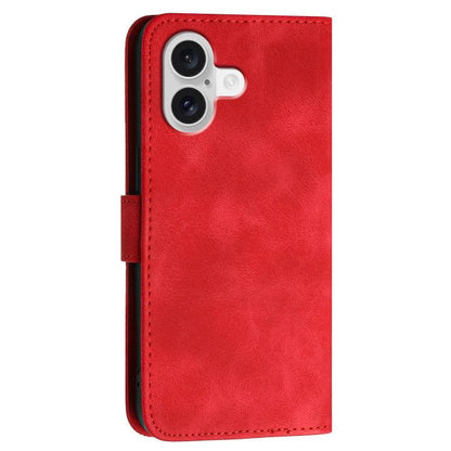 For iPhone 17 YX0080 Grid Butterfly Embossed Pattern Flip Leather Phone Case with Lanyard(Red) - iPhone 17 Cases by buy2fix | Online Shopping UK | buy2fix