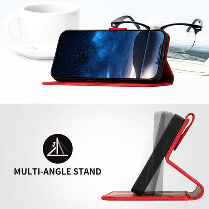 For iPhone 17 YX0080 Grid Butterfly Embossed Pattern Flip Leather Phone Case with Lanyard(Red) - iPhone 17 Cases by buy2fix | Online Shopping UK | buy2fix