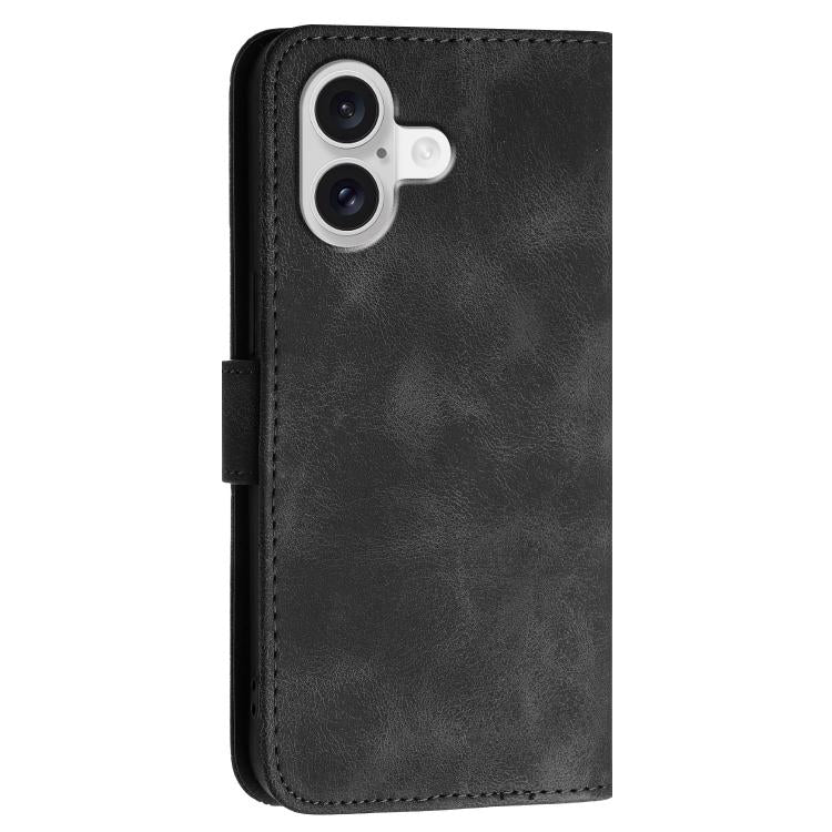 For iPhone 17 YX0080 Grid Butterfly Embossed Pattern Flip Leather Phone Case with Lanyard(Black) - iPhone 17 Cases by buy2fix | Online Shopping UK | buy2fix