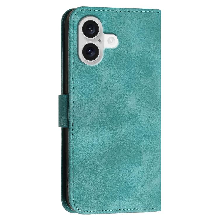 For iPhone 17 YX0080 Grid Butterfly Embossed Pattern Flip Leather Phone Case with Lanyard(Light Blue) - iPhone 17 Cases by buy2fix | Online Shopping UK | buy2fix