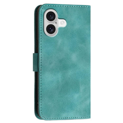 For iPhone 17 YX0080 Grid Butterfly Embossed Pattern Flip Leather Phone Case with Lanyard(Light Blue) - iPhone 17 Cases by buy2fix | Online Shopping UK | buy2fix
