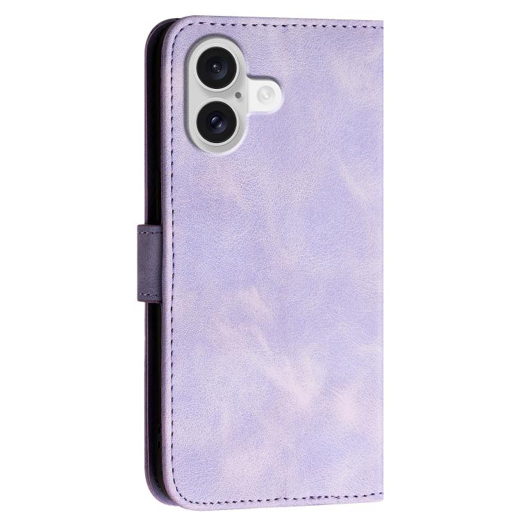 For iPhone 17 YX0080 Grid Butterfly Embossed Pattern Flip Leather Phone Case with Lanyard(Light Purple) - iPhone 17 Cases by buy2fix | Online Shopping UK | buy2fix