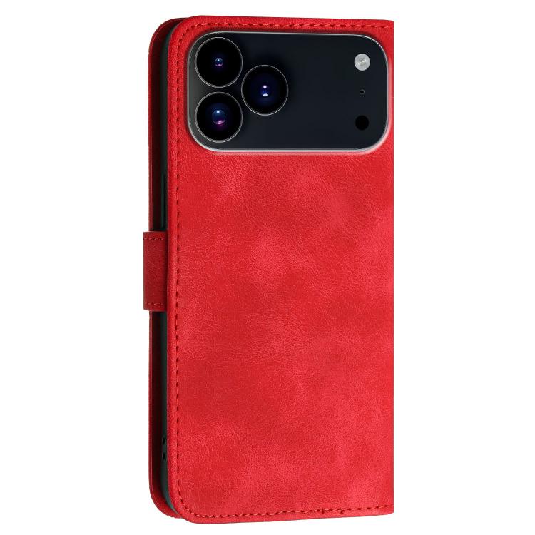 For iPhone 17 Pro Max YX0080 Grid Butterfly Embossed Pattern Flip Leather Phone Case with Lanyard(Red) - iPhone 17 Pro Max Cases by buy2fix | Online Shopping UK | buy2fix