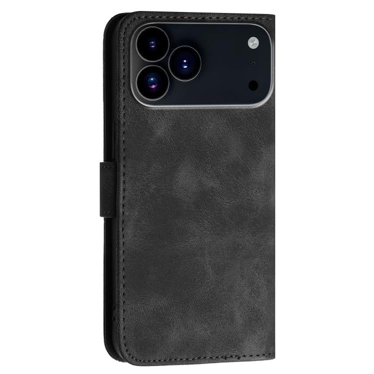 For iPhone 17 Pro Max YX0080 Grid Butterfly Embossed Pattern Flip Leather Phone Case with Lanyard(Black) - iPhone 17 Pro Max Cases by buy2fix | Online Shopping UK | buy2fix