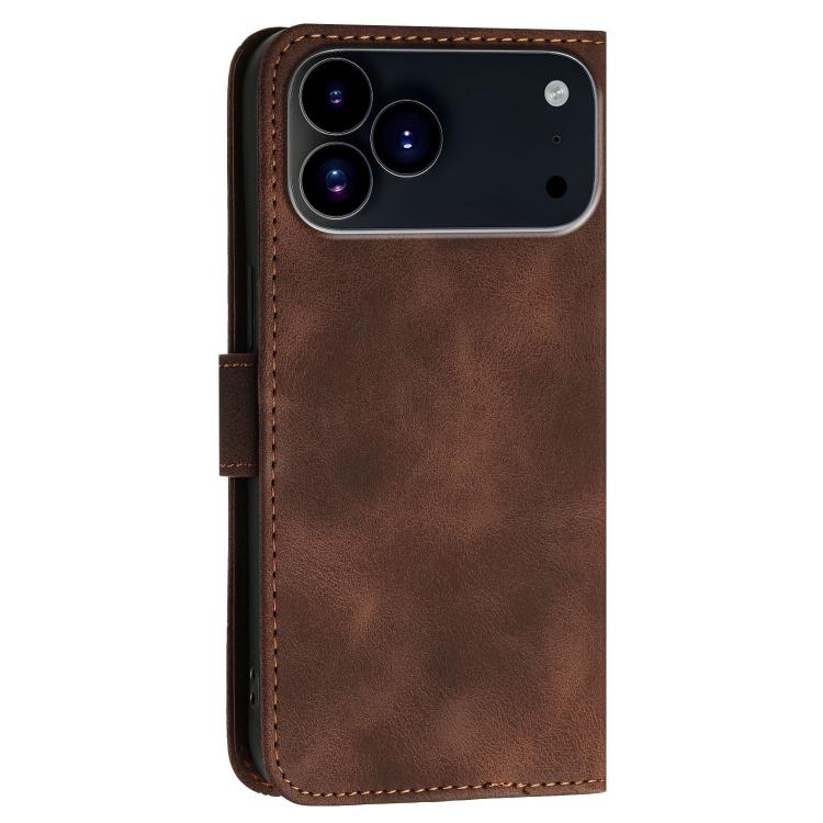 For iPhone 17 Pro Max YX0080 Grid Butterfly Embossed Pattern Flip Leather Phone Case with Lanyard(Coffee) - iPhone 17 Pro Max Cases by buy2fix | Online Shopping UK | buy2fix