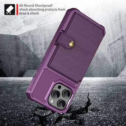 For iPhone 16 Pro Max Magnetic Wallet Card Bag Leather Phone Case(Purple) - iPhone 16 Pro Max Cases by buy2fix | Online Shopping UK | buy2fix