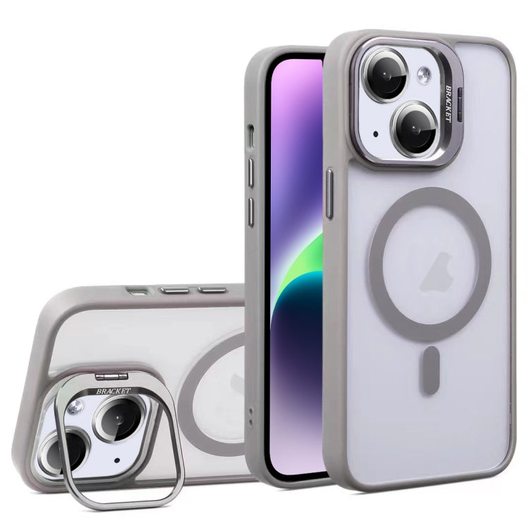 For iPhone 14 Plus U1 Invisible Lens Holder Acrylic + TPU MagSafe Magnetic Phone Case(Grey) - iPhone 14 Plus Cases by buy2fix | Online Shopping UK | buy2fix