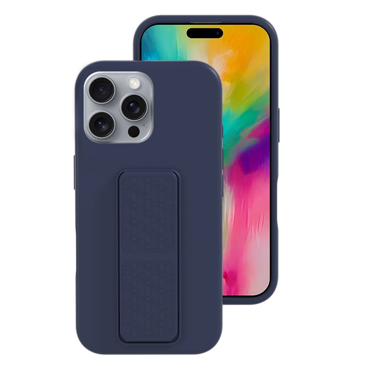 For iPhone 16 Pro Liquid Silicone Holder Phone Case(Midnight Blue) - iPhone 16 Pro Cases by buy2fix | Online Shopping UK | buy2fix