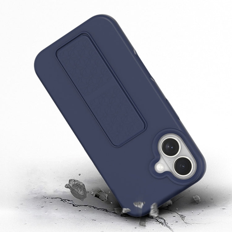 For iPhone 16 Pro Liquid Silicone Holder Phone Case(Midnight Blue) - iPhone 16 Pro Cases by buy2fix | Online Shopping UK | buy2fix