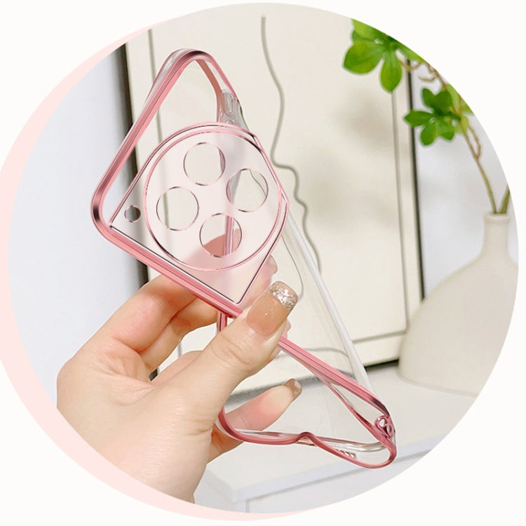 For OnePlus 12 Plated Gradient Glitter Round Holder TPU Phone Case(Pink) by buy2fix