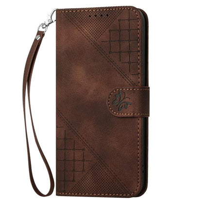 For Google Pixel 10 Pro XL Grid Butterfly Embossed Pattern Leather Phone Case with Lanyard(Coffee) - Google Cases by buy2fix | Online Shopping UK | buy2fix