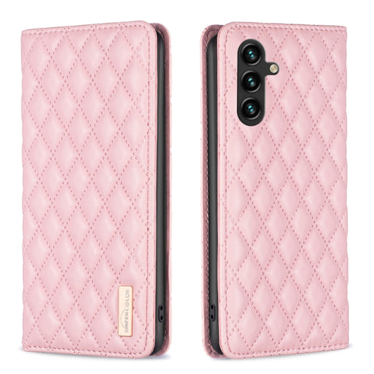 For Samsung Galaxy A36 Diamond Lattice Magnetic Leather Flip Phone Case(Pink)