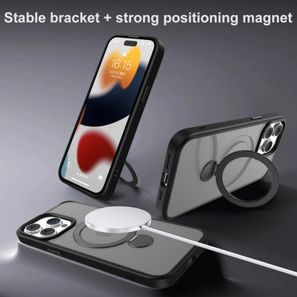 For iPhone 13 360 Degree Rotating MagSafe Magnetic Bracket Frosted Phone Case(Dark Purple) - iPhone 13 Cases by buy2fix | Online Shopping UK | buy2fix