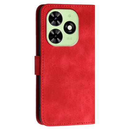 For Tecno Spark Go 2024 4G Grid Butterfly Embossed Pattern Leather Phone Case with Lanyard(Red) by buy2fix