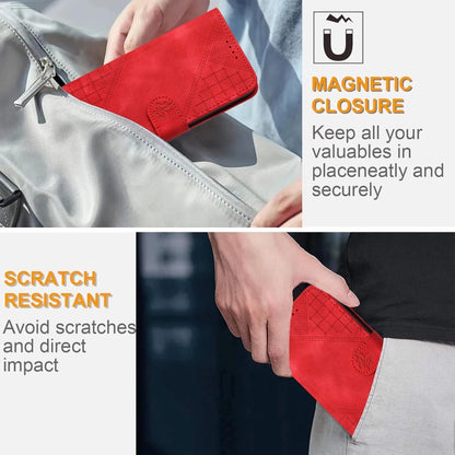 For Tecno Spark Go 2024 4G Grid Butterfly Embossed Pattern Leather Phone Case with Lanyard(Red) by buy2fix