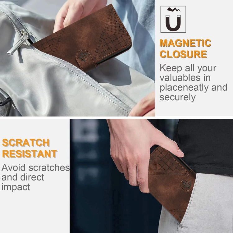 For Tecno Spark Go 2024 4G Grid Butterfly Embossed Pattern Leather Phone Case with Lanyard(Coffee) by buy2fix