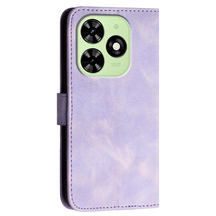 For Tecno Spark Go 2024 4G Grid Butterfly Embossed Pattern Leather Phone Case with Lanyard(Light Purple) by buy2fix
