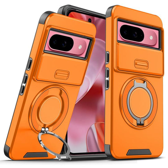 For Google Pixel 11/11 Pro/10/10 Pro Sliding Camshield Ring Holder Phone Case(Orange)