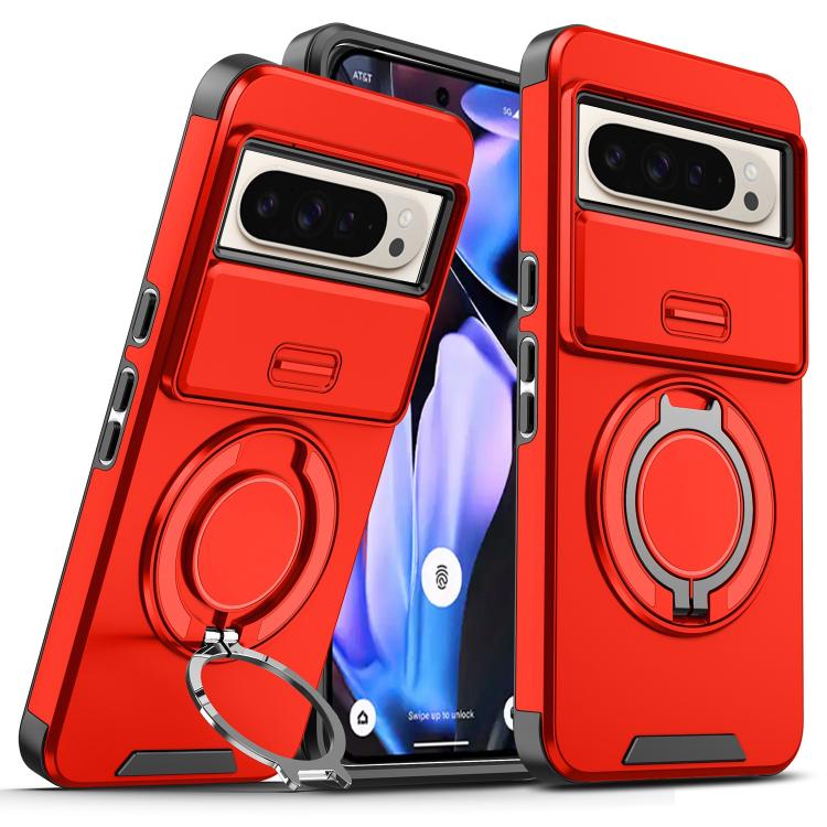 For Google Pixel 10 Pro XL Sliding Camshield Ring Holder Phone Case(Red) - Google Cases by buy2fix | Online Shopping UK | buy2fix