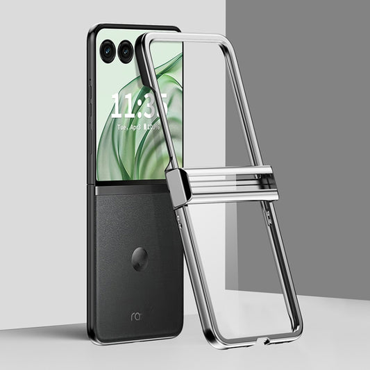 For Motorola Razr 50 Ultra Three Parts 6D Electroplating PC Shockproof Phone Case(Silver) by buy2fix