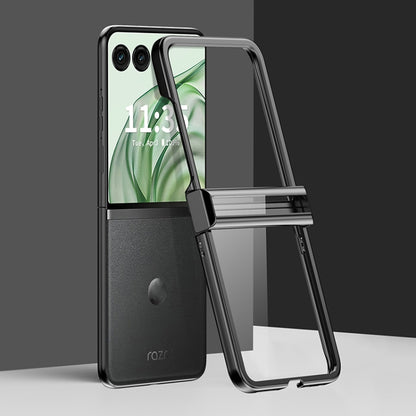 For Motorola Razr 50 Ultra Three Parts 6D Electroplating PC Shockproof Phone Case(Black) by buy2fix