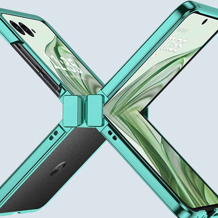 For Motorola Razr 50 Ultra Three Parts 6D Electroplating PC Shockproof Phone Case(Green) by buy2fix