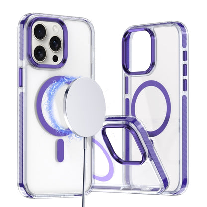 For iPhone 15 Pro Two-color TPU Hybrid PC MagSafe Phone Case(Purple) - iPhone 15 Pro Cases by buy2fix | Online Shopping UK | buy2fix