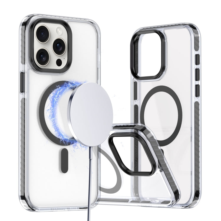 For iPhone 15 Pro Two-color TPU Hybrid PC MagSafe Phone Case(Black) - iPhone 15 Pro Cases by buy2fix | Online Shopping UK | buy2fix
