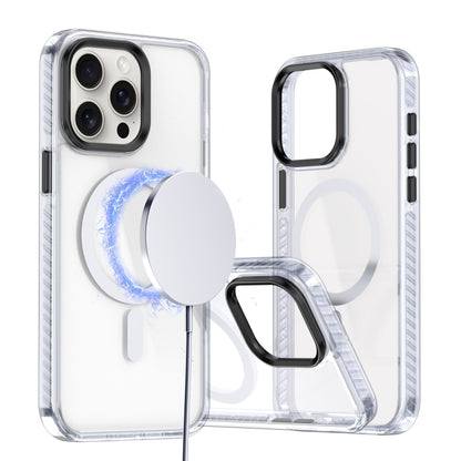 For iPhone 15 Pro Two-color TPU Hybrid PC MagSafe Phone Case(White) - iPhone 15 Pro Cases by buy2fix | Online Shopping UK | buy2fix
