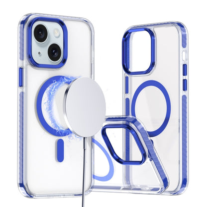 For iPhone 15 Two-color TPU Hybrid PC MagSafe Phone Case(Blue) - iPhone 15 Cases by buy2fix | Online Shopping UK | buy2fix