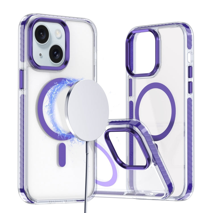 For iPhone 15 Two-color TPU Hybrid PC MagSafe Phone Case(Purple) - iPhone 15 Cases by buy2fix | Online Shopping UK | buy2fix