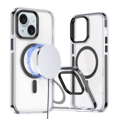 For iPhone 15 Two-color TPU Hybrid PC MagSafe Phone Case(Black) - iPhone 15 Cases by buy2fix | Online Shopping UK | buy2fix