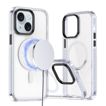 For iPhone 15 Two-color TPU Hybrid PC MagSafe Phone Case(White) - iPhone 15 Cases by buy2fix | Online Shopping UK | buy2fix