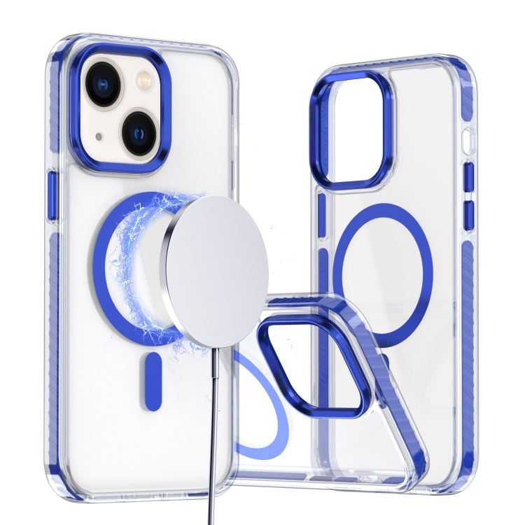 For iPhone 14 / 13 Two-color TPU Hybrid PC MagSafe Phone Case(Blue) - iPhone 14 Cases by buy2fix | Online Shopping UK | buy2fix