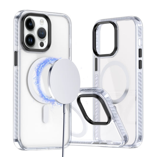 For iPhone 14 Pro Two-color TPU Hybrid PC MagSafe Phone Case(White) - iPhone 14 Pro Cases by buy2fix | Online Shopping UK | buy2fix