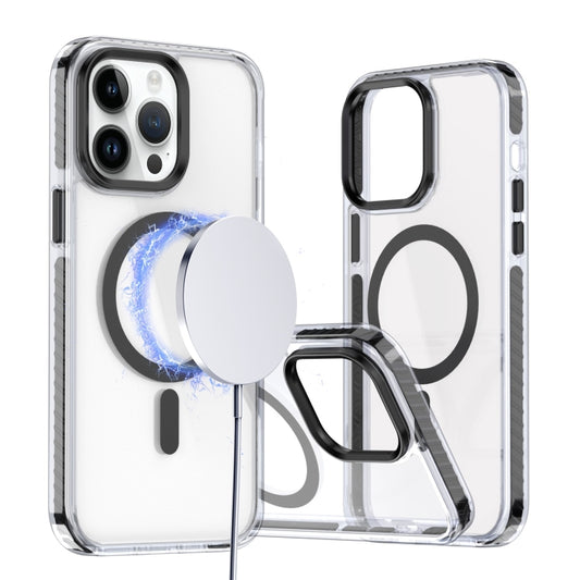 For iPhone 12 / 12 Pro Two-color TPU Hybrid PC MagSafe Phone Case(Black) - iPhone 12 / 12 Pro Cases by buy2fix | Online Shopping UK | buy2fix