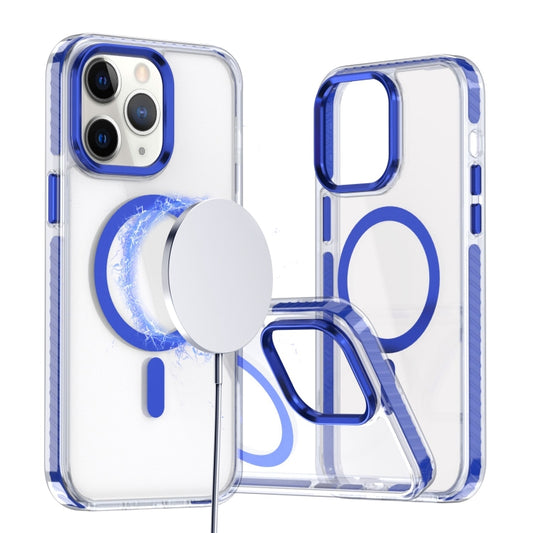 For iPhone 11 Pro Max Two-color TPU Hybrid PC MagSafe Phone Case(Blue) - iPhone 11 Pro Max Cases by buy2fix | Online Shopping UK | buy2fix