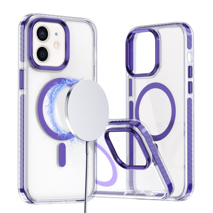 For iPhone 11 Two-color TPU Hybrid PC MagSafe Phone Case(Purple) - iPhone 11 Cases by buy2fix | Online Shopping UK | buy2fix