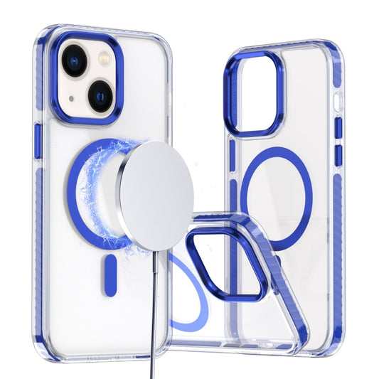 For iPhone 14 Plus Two-color TPU Hybrid PC MagSafe Phone Case(Blue) - iPhone 14 Plus Cases by buy2fix | Online Shopping UK | buy2fix