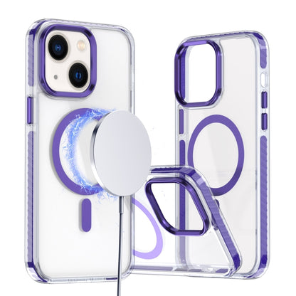 For iPhone 14 Plus Two-color TPU Hybrid PC MagSafe Phone Case(Purple) - iPhone 14 Plus Cases by buy2fix | Online Shopping UK | buy2fix