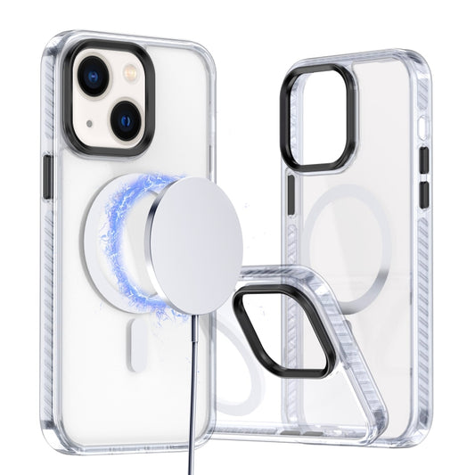 For iPhone 14 Plus Two-color TPU Hybrid PC MagSafe Phone Case(White) - iPhone 14 Plus Cases by buy2fix | Online Shopping UK | buy2fix