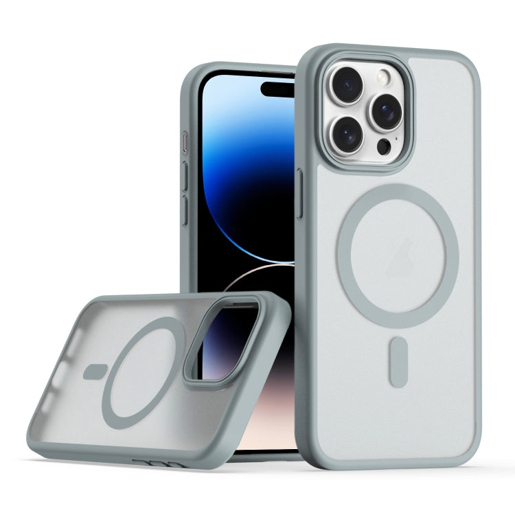 For iPhone 14 Pro Max TPU Hybrid PC Inner Magnetic MagSafe Phone Case(Grey) - iPhone 14 Pro Max Cases by buy2fix | Online Shopping UK | buy2fix