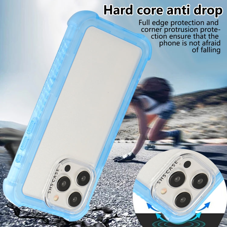 For iPhone 16 Pro Transparent Matte TPU Hybrid PC 3-in-1 Phone Case(Blue) - iPhone 16 Pro Cases by buy2fix | Online Shopping UK | buy2fix