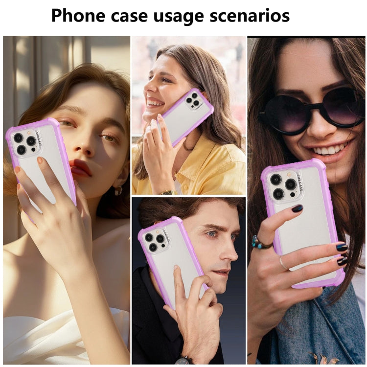 For iPhone 16 Plus Transparent Matte TPU Hybrid PC 3-in-1 Phone Case(Purple) - iPhone 16 Plus Cases by buy2fix | Online Shopping UK | buy2fix